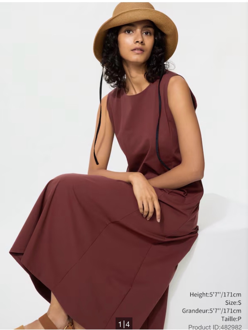 BNWOT - Uniqlo AIRism Sleeveless Dress in Burgundy Wine - Picture 5 of 5